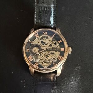 Black and rose Gold Thomas earnshaw Skeleton Watch